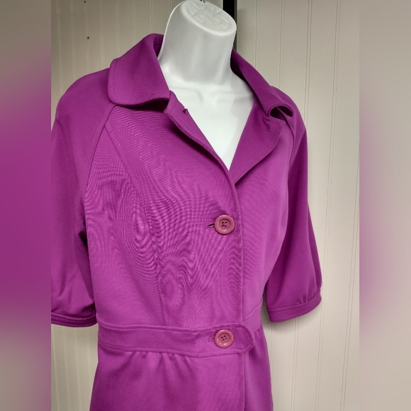 Kenar Raspberry Pink Elbow Sleeve Cropped Jacket Blazer Size 10 EUC - Picture 6 of 6